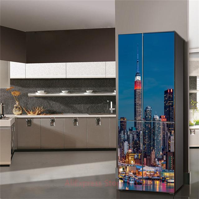 Autocolant 3D pentru frigider Capac uși Dulap de vin roșu Film autoadeziv Ușă Vinil Capac frigider Autocolante Tapet Decalcomanii Artă PVC