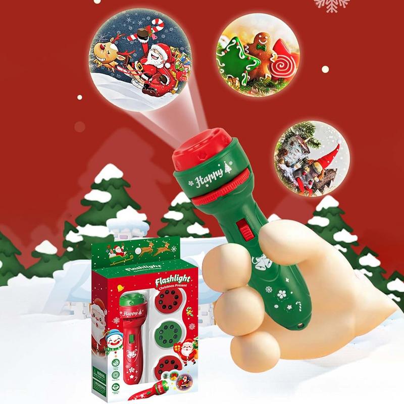 Children Projection Christmas Handheld Flashlight Projector 24 Kinds Of Design Education Santa Claus Tree Toys Gifts Flashlights