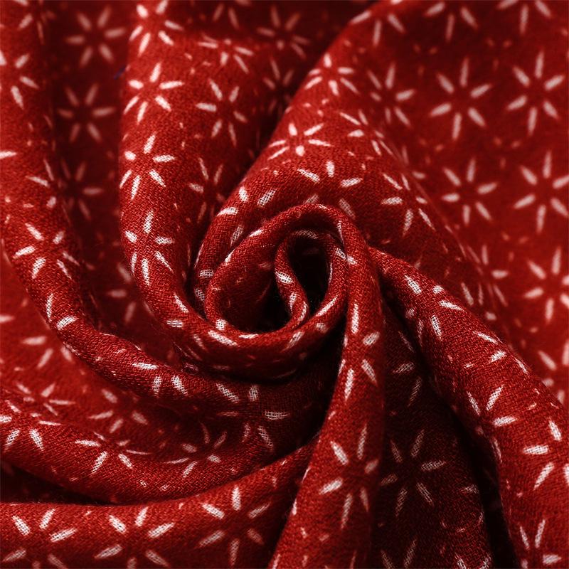 Retro Bohemian Ethnic Cotton Linen Scarf with Hexagram Tassels