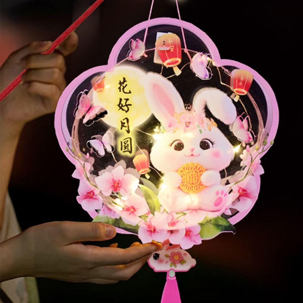 Portable Chinese Rabbit Lantern Traditional LED Lantern Toys Handheld Paper Lantern  New Year