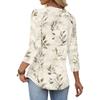 Women 34 Sleeve Crew Neck Button T Shirt Floral Print Casual Loose Fit Top for Daily and Office Wear