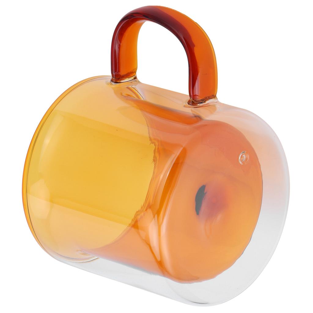 250ml DoubleLayer Mug HeatResistant Cylindrical Transparent Cup for Milk Coffee Home(Yellow )