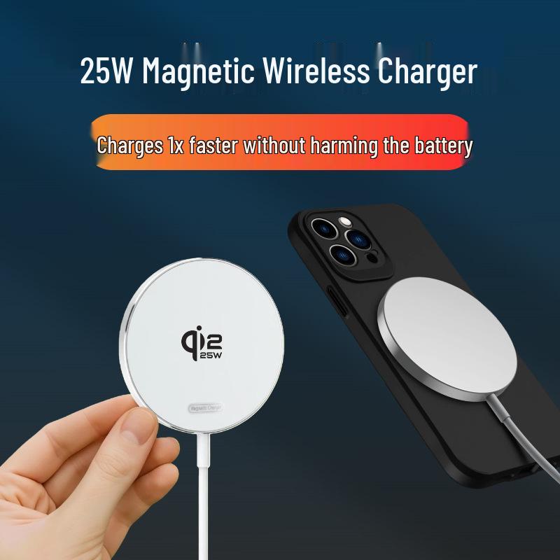 Carregador Sem Fio Magnético Ultra Fino Fosco de 25W com Acabamento de Alto Brilho, Compatível com Telefones Apple 17qi2