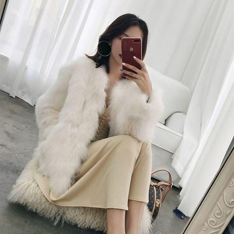 Women's Slimming Faux Fur Coat - 2025 Autumn/Winter Fashionable Plush Mink-Like Fox Fur Coat