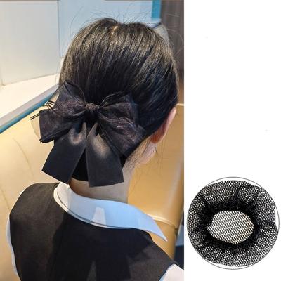 Cloth Korean Bun Snood Women Spring Clips Hairgrips Cover Net Headwear Bowknot Hair Bun  Hotel