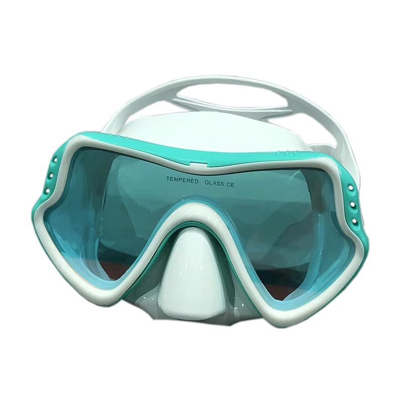 Tauchmaske aus Silikon mit großem Rahmen und gehärtetem Glas für Erwachsene