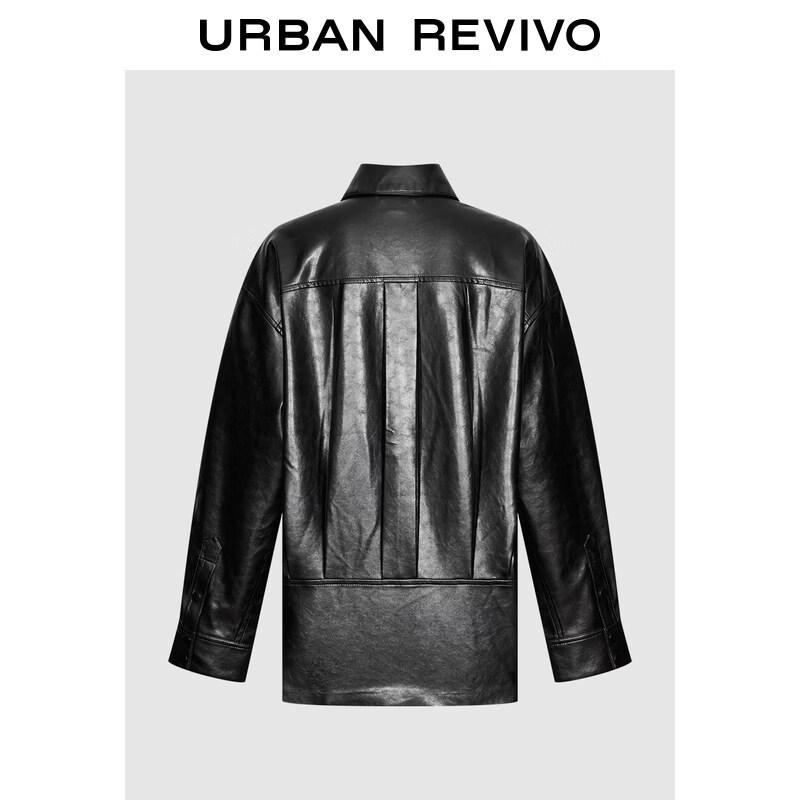 UR 2026 Spring Women's PU Lapel Loose Shirt