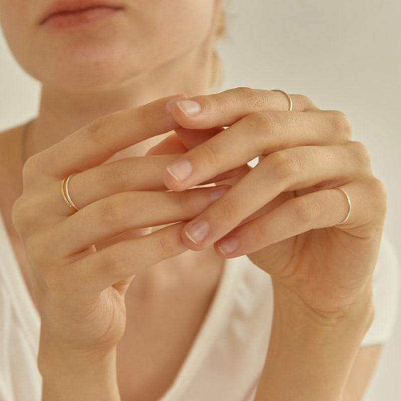 LUNNE Silver Everyday Layered Minja Silver Ring 5PCS (1mm) #LSR01