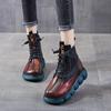 Echtes Leder Mehrfarbige Schuhe Damen Stiefel 2022 Neueste Herbst Winter Runde Spitze Reißverschluss Retro Handgemacht Freizeit Knöchelhohe Stiefel