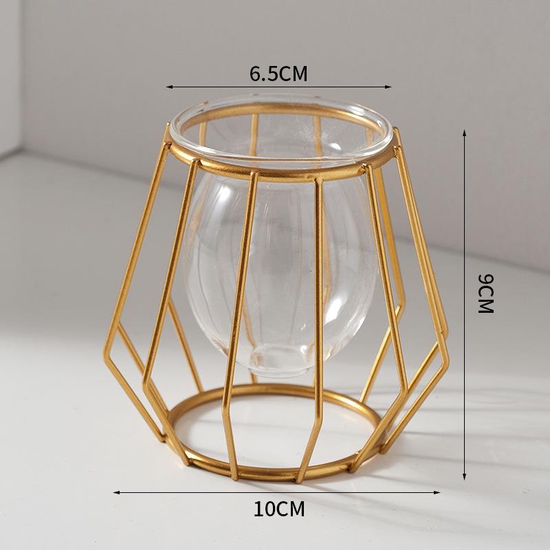 Light Luxury Home Decorative Hydroponic Vase for Office Desktop, Green Plant Container for Table Decoration