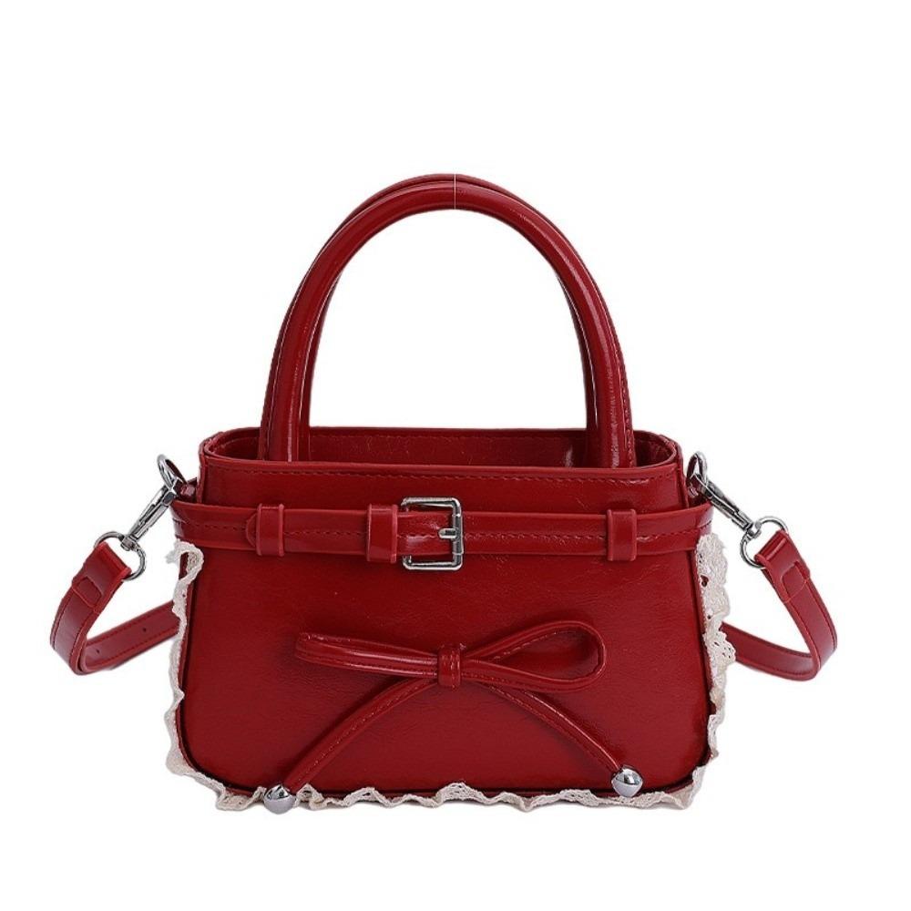 

Stylish Bow Crossbody Bag Korean Women s Handbags Elegant Bow Leather Bag Daily красный