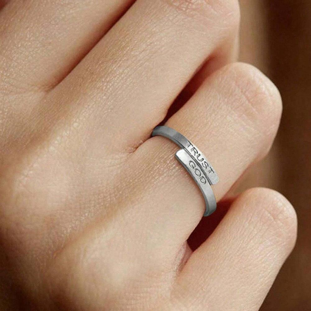 European and American Alloy Geometric Shell Letter Ring Opening Adjustable Jewelry Women
