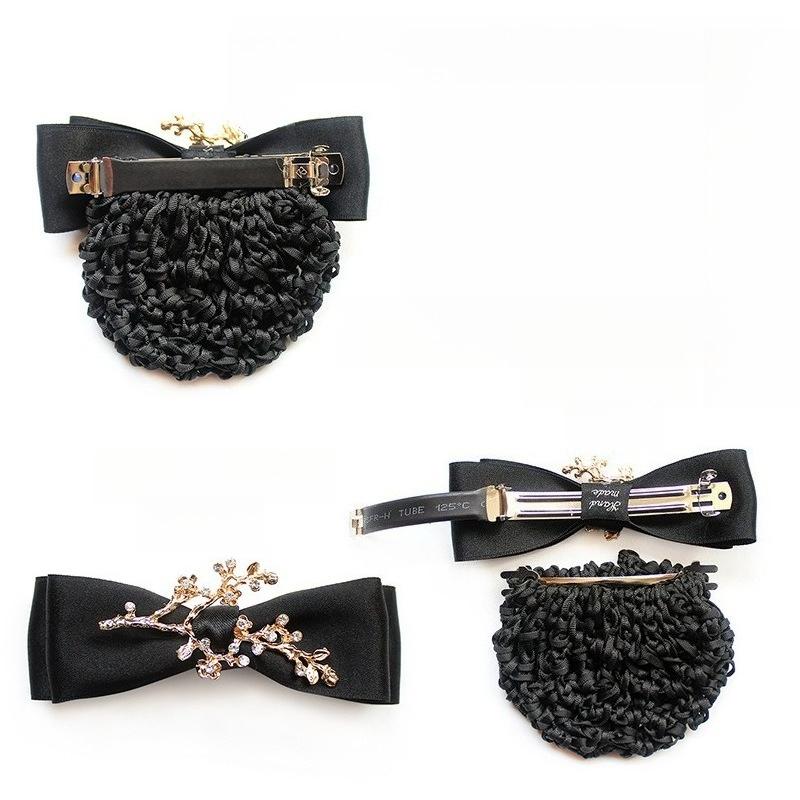 1pc Simple Versatile Headpiece Elegant Ladies Bow Branch Shape Fabric Ribbon Hair Clip Cover Hairpin Barrette Adult Staff Snood