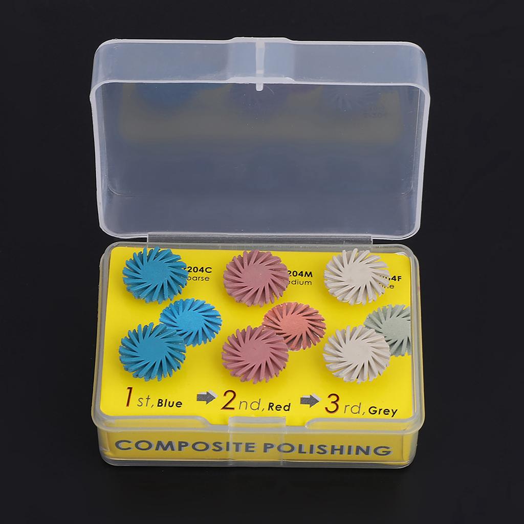 6pcs/set 3 Colors Mixed Dental Composite Resin Polishing Disc Kit Spiral Brush Burs