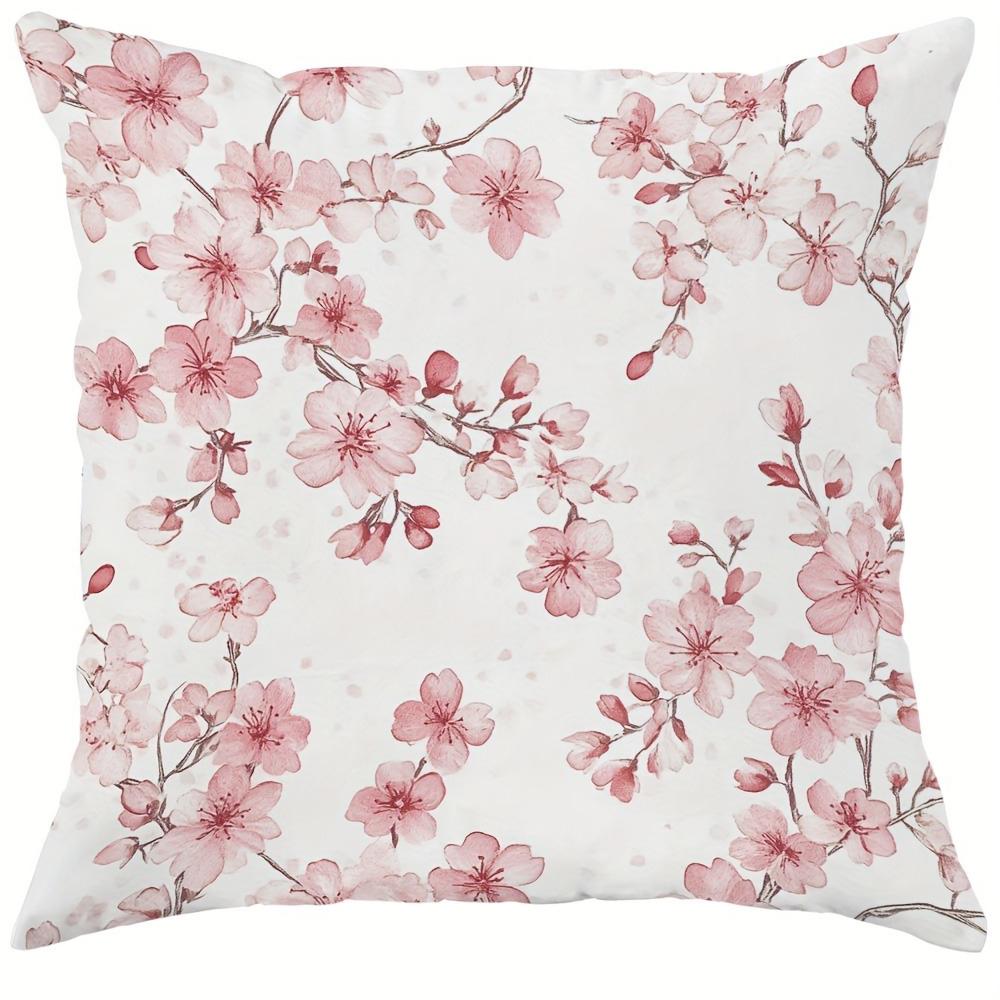 Blooming love pillow cover: cherry blossoms are romantic, warm home and family heart-warming words, sofa cushion cover