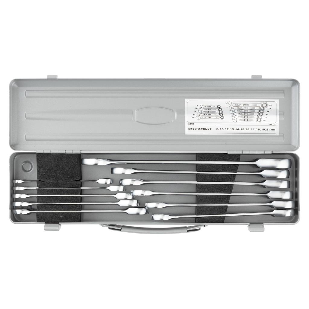 TONE Knarren-Ring Maulschlüssel Satz RM110 Silber (11-teiliges Set)