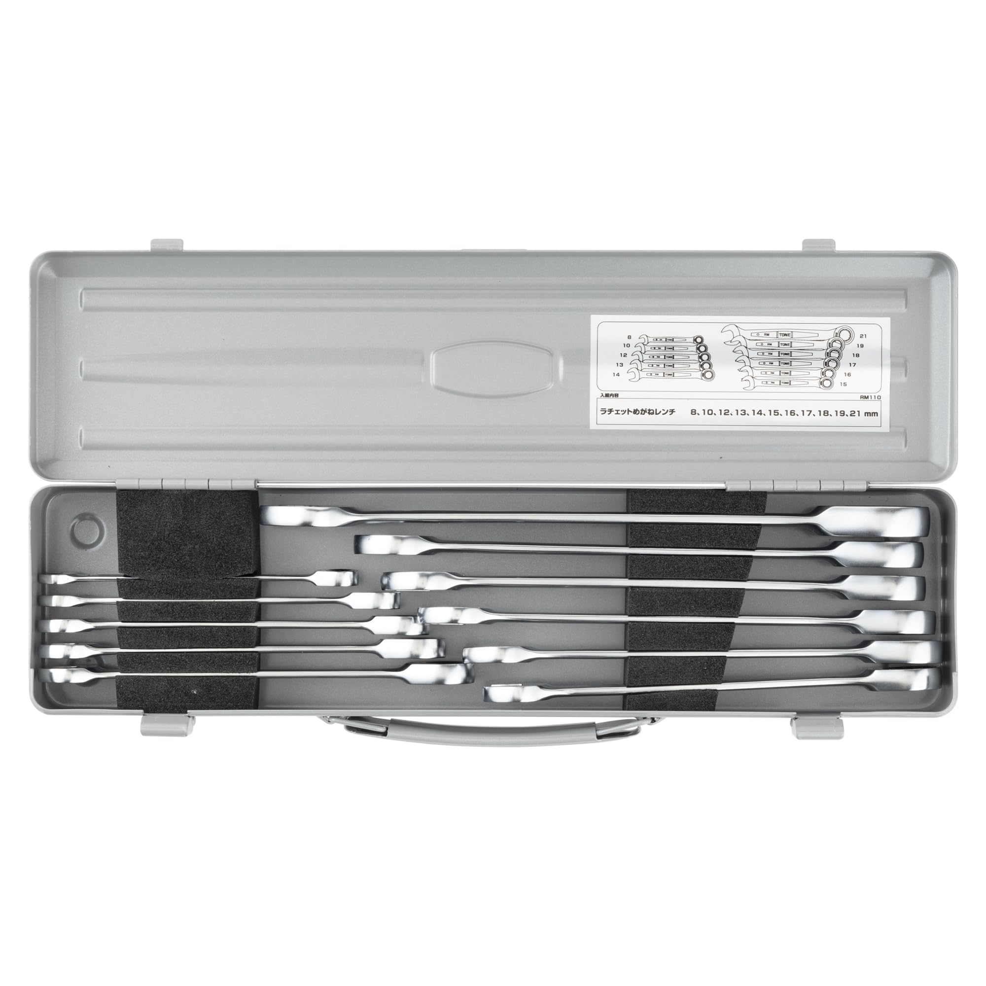 TONE Ratchet Combination Wrench Set RM110 Silver (11-piece set)