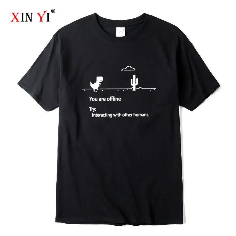 Herr Högkvalitativ 100% Bomull Rolig Dinosaurie Tryck T-shirt Lös O-hals Herr T-shirt Kortärmad T-shirt Herr Toppar