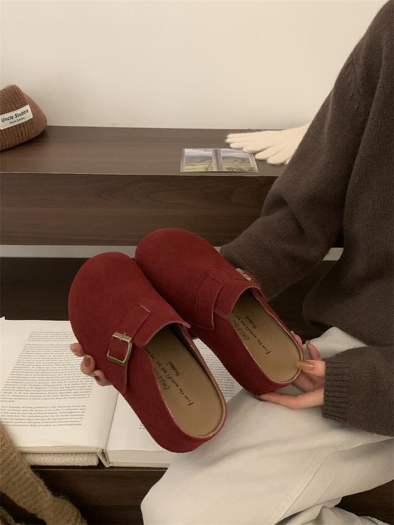 2025 new thick-soled inner height-increasing Boken shoes women's outer wear bag head half slippers spring and autumn one-pedal lazy slippers