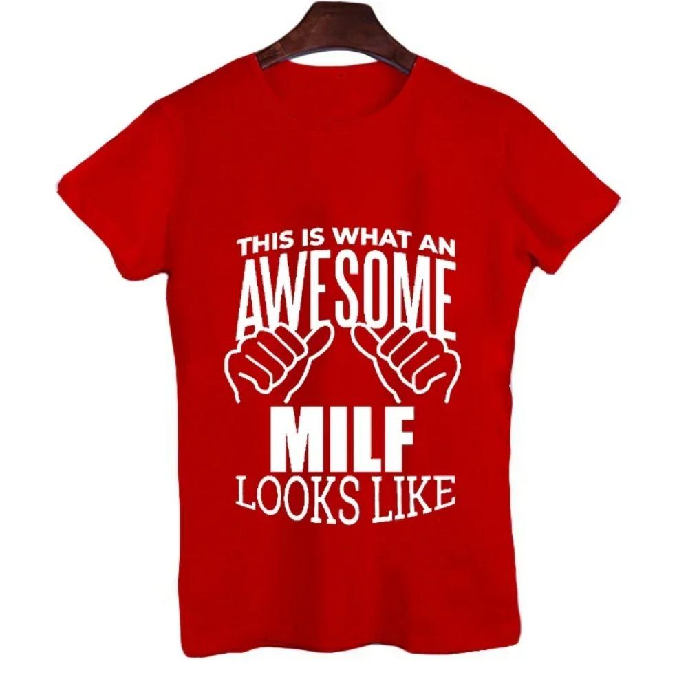 Men's Brand T-shirts This Is What An Awesome Milf Looks Like Tshirt Black Tshirt Camiseta Short Sleeve Summer T Shirts for Men