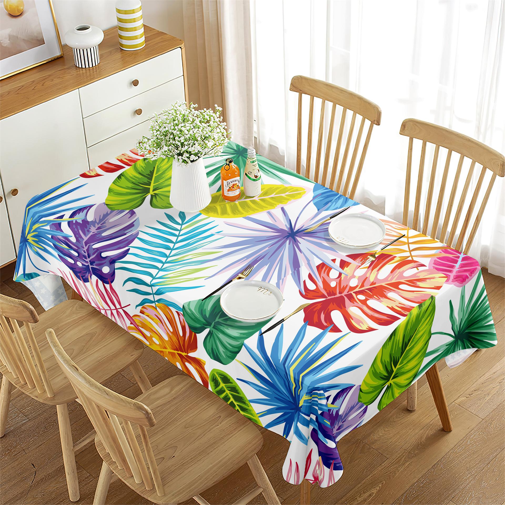 

New Waterproof Tablecloth Dustproof Durable Summer Leaf Rectangular High-end Decorative Tablecloth Festive Multi-Purpose 160x100cm