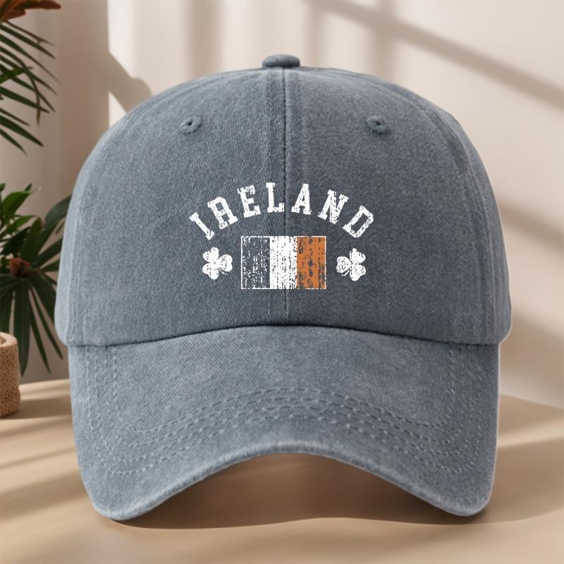 Irish Flag Print Baseball Cap Classic Washed Vintage Style Outdoor Leisure Vacation Sports Sun Hat