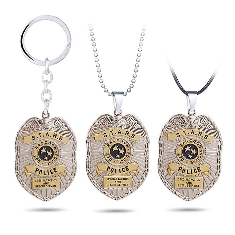 Game Raccoon City Police Badge Pendant Necklace Keychain Gifts Jewelry Accessories