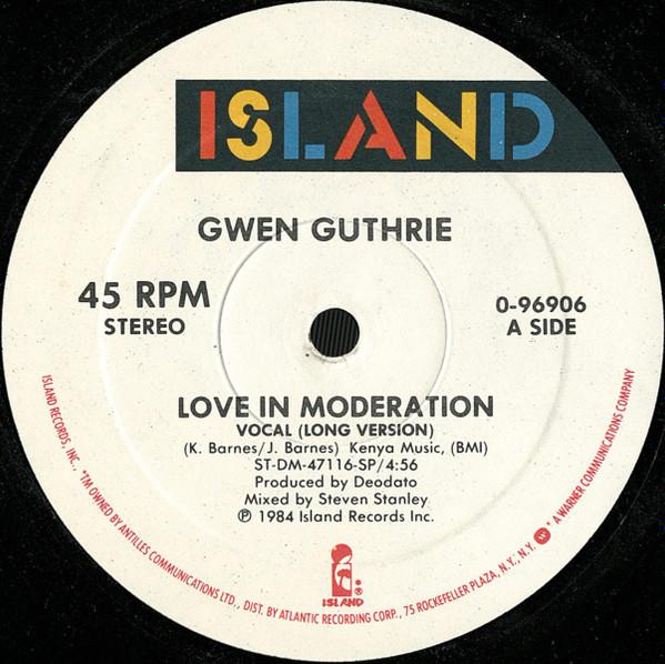 

12inch Record GWEN GUTHRIE Love In Moderation 096906 ISLAND 1984 US Dance Electronica Used