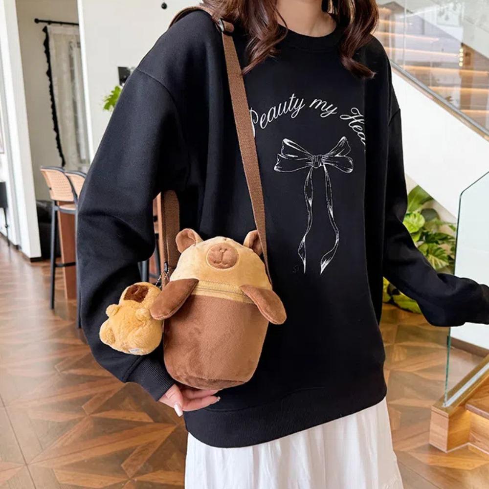 PP Cotton Panda Shoulder Bag Plush Doll Cartoon Animal Pouch Cute Capybara Crossbody Bag  Friends