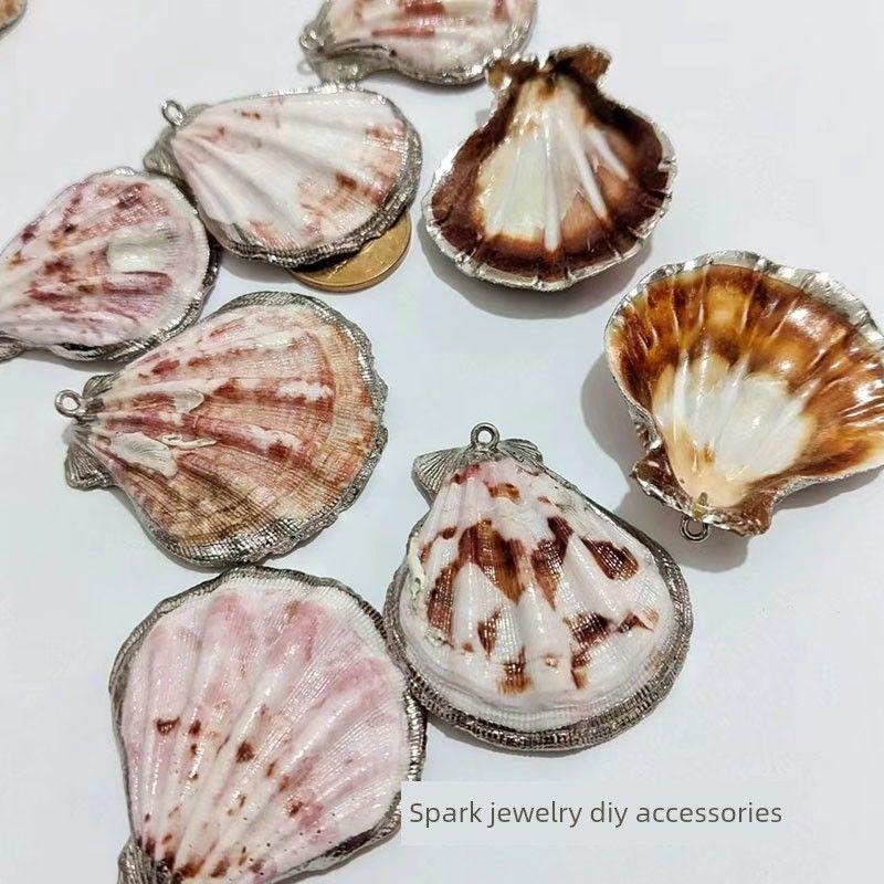 

Конх Гальванопокрытие Сделай сам Аксессуары для украшений Серьги Подвеска Подвеска Креативная ручная работа Натуральная ракушка 9# flower scallop silver edge 1