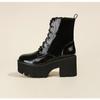 Punk Babes Platform Martin Boots Women's Spring and Autumn Mid Tube Y2k Locomotive Boots Cos Small Short Boots Black High Heel