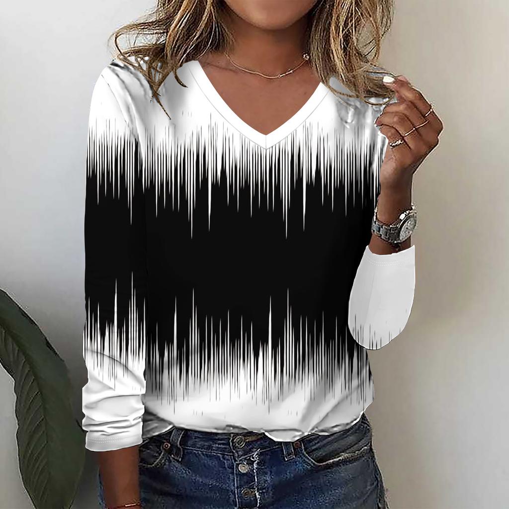 Sommer neue Mode Damen lässiges langärmeliges bedrucktes T-Shirt