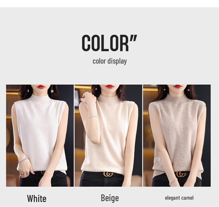 Cross-Border Sleeveless Half-High Collar Women's Slim Knit Camisole - Summer Style Pullover