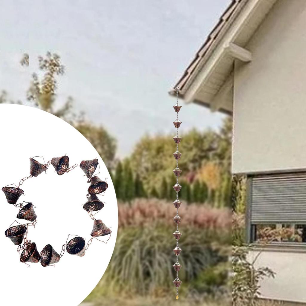 Rain Chain for Gutter Garden Outside Gazebos Decorative Roofs for Divert Water Sheds Outdoor Replacement Downspout 280cm Long