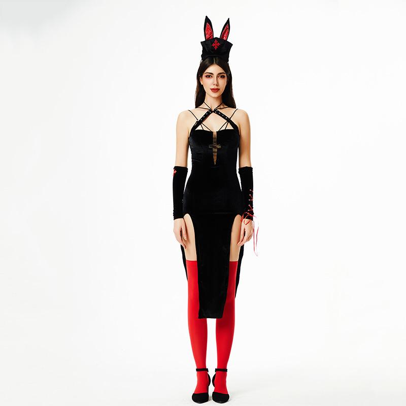 Halloweenský kostým Sestra Kostým Kříž Zajíček Zajíček Kostým Sexy Kočka Šaty Uniforma Pokušení