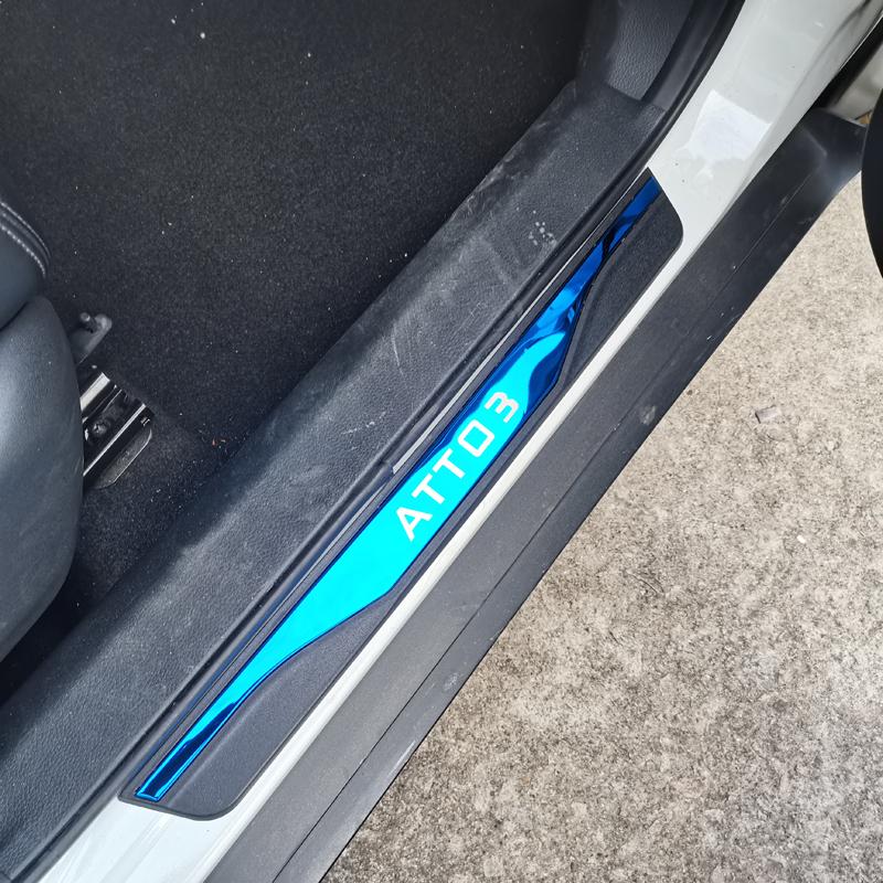 Car Door Sill Trim Protector For BYD Atto 3  2022 Pedal Strip Auto Scuff Plate Cover Stainless Steel Styling