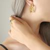 Geometric Pleated Texture Gold-Plated Titanium Earrings
