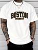 Unisex Sommer 100% Baumwolle Modisch Lässig Locker Übergröße Boston Buchstaben Aufdruck Sport Rundhals Kurzarm T-Shirt Oberteil