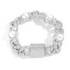 Personalized Hip Hop Jewelry Inlaid Pearl Cuban Chain Bracelet 15mm Bling CZ Iced Out Cuban Chain Pearl Bracelet