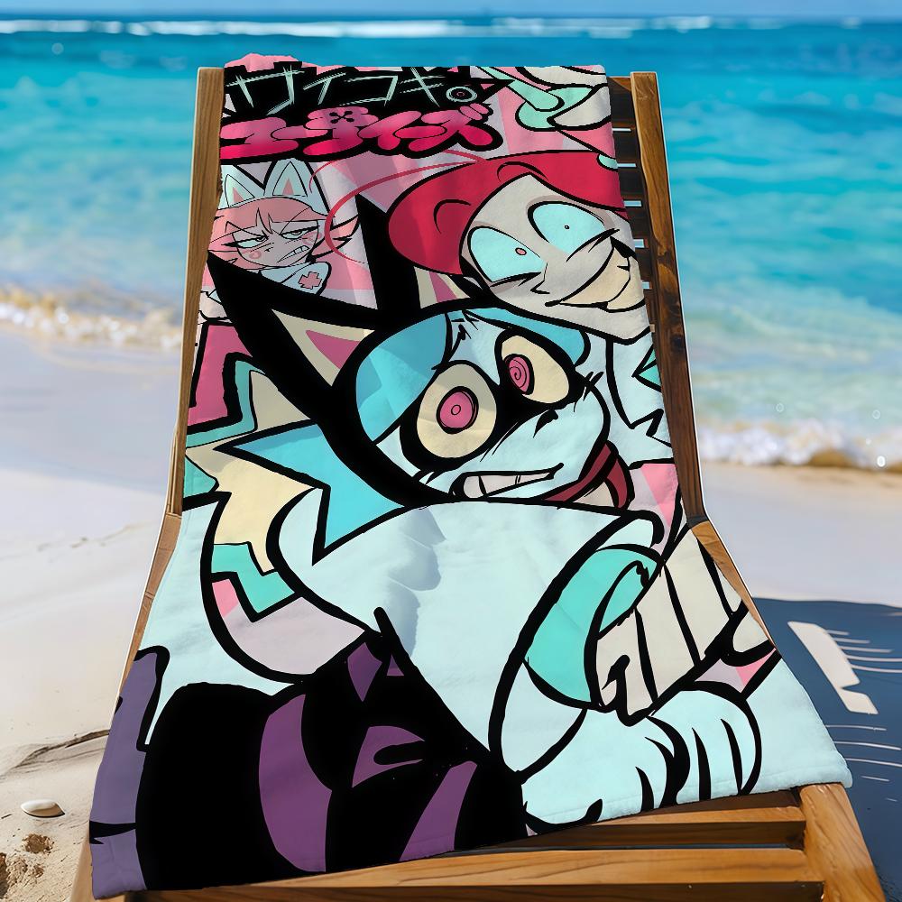 

Cartoon P-Psycho Cuties Sasha Dr Kane Towel Sports Quick Dry Travel Camping Gear Sandproof Soft Light Large Beach Towel W30*H60(CM)
