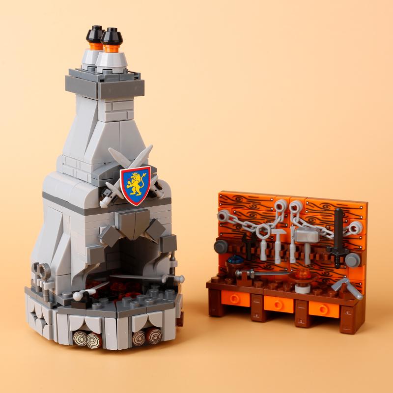 MOC Medieval Castle Building Blocks Set House Bedroom Table Furniture Kitchen Knight Witch Wizard Halloween Skeleton Brick Toys