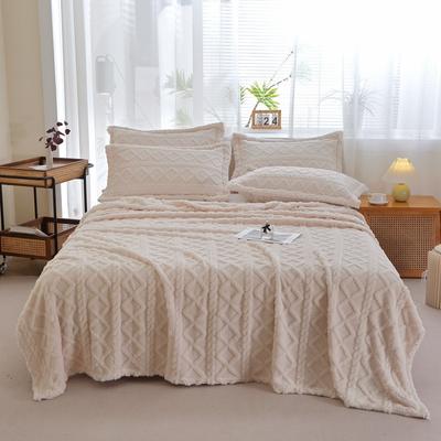Fleece Throw Blanket with Stylish Pattern for Couch - Decorative Beige Throws Blanket for Couch Sofa Living Room and Bed-All Season Blanket