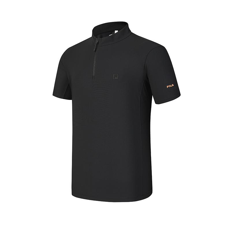 Men's FILA Athletics T-Shirts Men's Pitch Black Stand Collar Moderate
