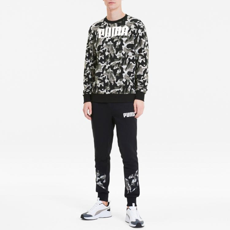 Puma Rebel Camo Logo Print Crewneck Sweatshirt Men Sweatshirt Black 582776-01
