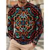3D Print Luxurious Exquisite T Shirt For Men Colorful Pattern Tees Autumn Fashion Casual Long Sleeves O-Neck Tops Loose T-Shirts