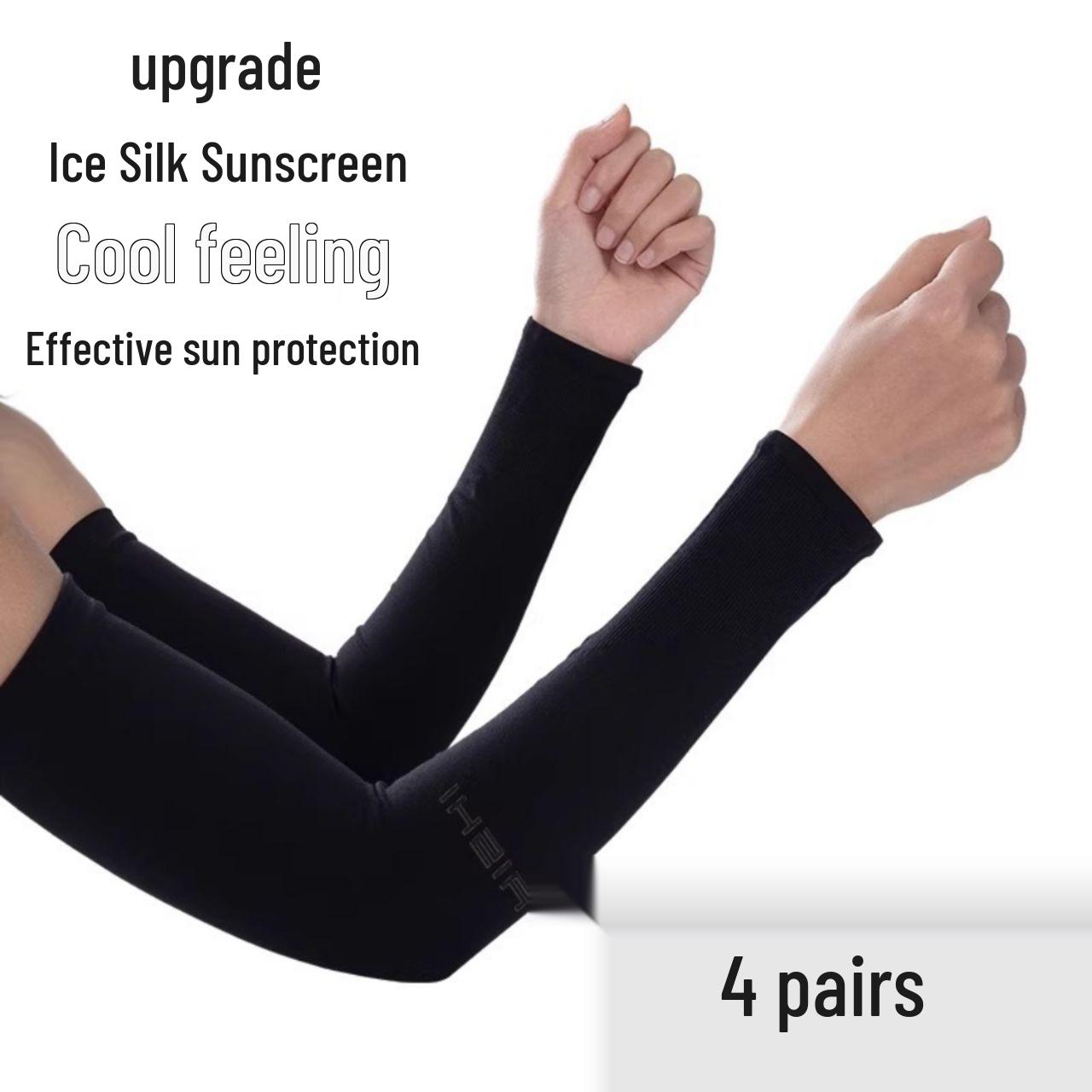 

4 Pairs Ice Silk Arm Sleeves: Sun Protection, Anti-UV for Summer Sports & Running One Size