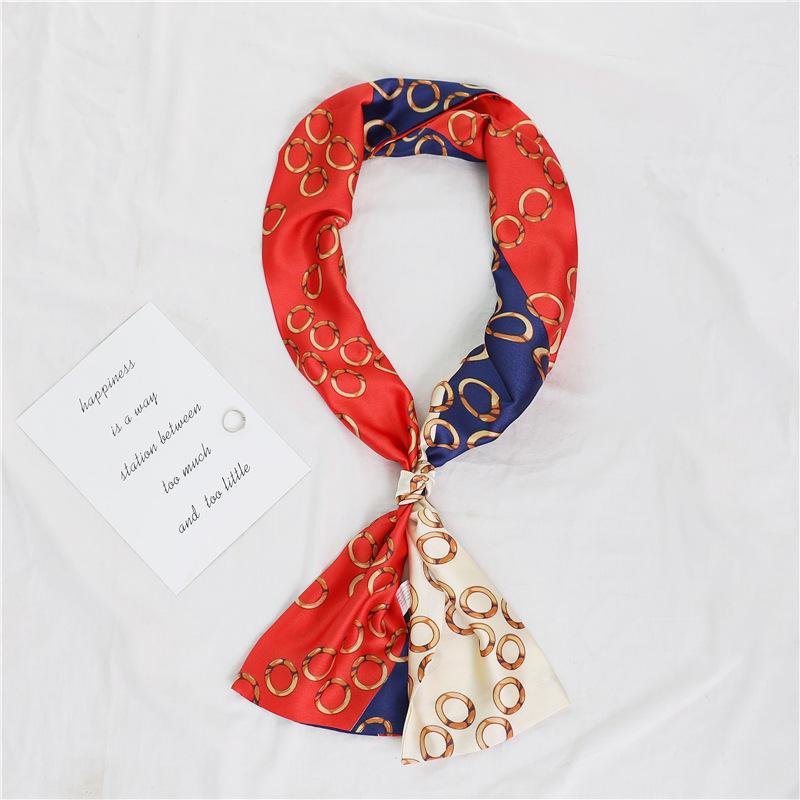 Korean Version of Spring and Summer Long Silk Scarves, Small Scarves, Scarves, Women's Versatile Printing Thin and Narrow Headbands Are Very Good Yao
