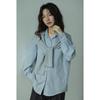 Women's Striped Long-Sleeve Shawl Shirt - Autumn/Winter Slim-Fit, Soft, Versatile, Casual.