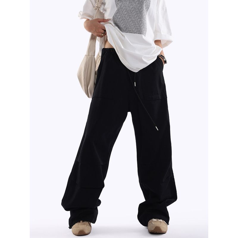 0123Start American-Style Workwear Paratrooper Pants for Women, Loose Wide-Leg Retro Hot Girl Drapey Straight-Leg Casual Pants