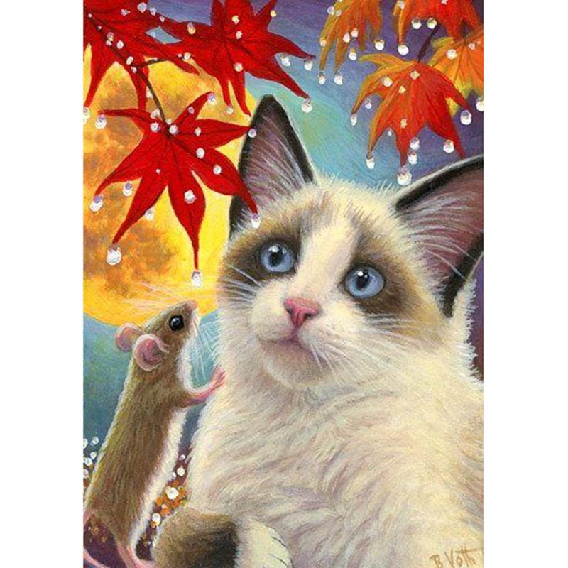 DIY Cat 5D Diamond Painting Full Round Drill Animal Diamond Embroidery Cross Stitch Mosaic Kits Resin Wall Art Home Decor